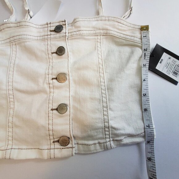 Art Class White Denim Crop Top With Button Front & Spaghetti Straps Medium (8) - Picture 5 of 13